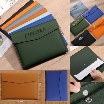 A4 Lichee Pattern Portfolio Envelope Case File Bags Document Holder with Snap Closure