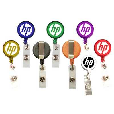 Round 24" Retractable Badge Holder with Metal Clip Back